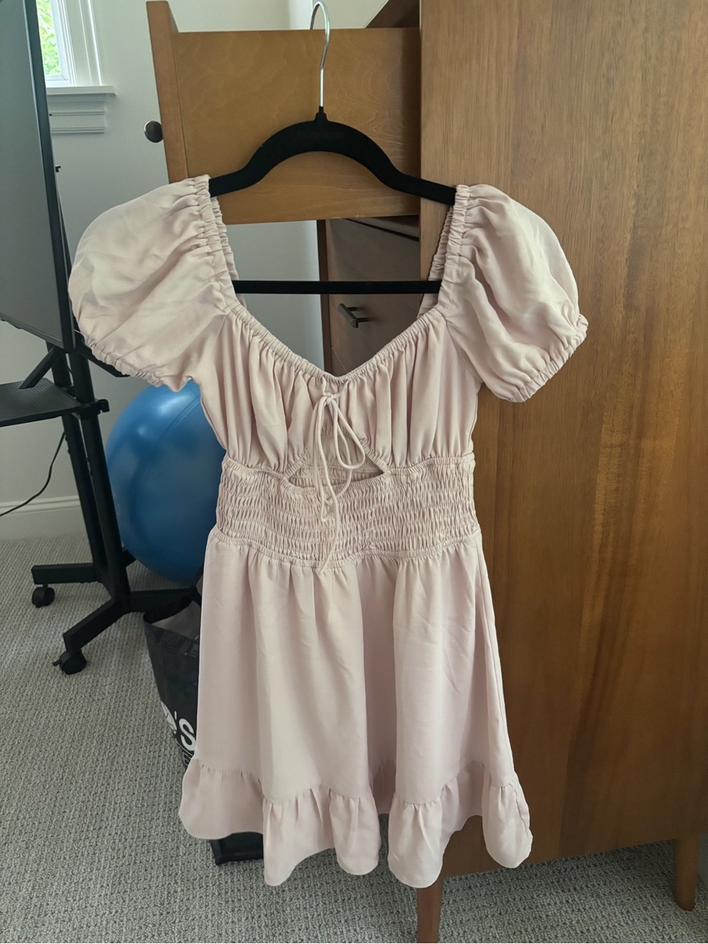Women’s Puff Sleeve Mini Dress - Light Pink